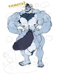 abs bara biceps bodybuilder bulge furry hyper hyper_balls hyper_genitalia hyper_muscles hyper_penis hyper_testicles male male_focus male_only muscles muscular_back muscular_legs muscular_male muscular_thighs musk muskflask precum precum_drip precum_pool precum_string