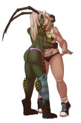 2girls abs anthro arthropod ass_expansion big_breasts black_sclera blonde_hair blue_eyes body_modification breast_expansion breasts claws corruption digitigrade droneification eye_color_change female green_skin hair hair_color_change hair_growth huge_ass huge_breasts human_to_anthro identity_death insects kissing large_ass large_breasts looking_at_viewer lunate monsterification multiple_girls muscular muscular_female navel nipples panties pre-transformation pubes pussy_juice pussy_mouth ripped_clothing skin_color_change species_transformation spitbug thick_thighs thigh_expansion toned transformation transformation_sequence wide_hips yuri