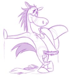 anthro balls blush furry hanna-barbera hat hat_removed horse ladysomnambule male monochrome penis quick_draw_mcgraw sketch solo tail the_quick_draw_mcgraw_show