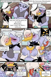 alien anatid anseriform anthro avian beak bird black_clothing blush bodily_fluids breast_lick breast_play breasts button_(fastener) closed_eyes clothed clothing comic cum cunnilingus dialogue disney donald_duck duck ducktales ducktales_(2017) duo embrace erect_nipples erection feathers female french_kissing genital_fluids genitals glitter hair handjob hat headgear headwear hi_res hug humanoid kissing kissing_neck licking male male/female membrane_(anatomy) necro_opolis nipples open_mouth oral penile penis penumbra_(ducktales) purple_body pussy pussy_juice sailor_hat sailor_uniform sex shirt smile speech_bubble tail_feathers text tongue tongue_out topwear vaginal_penetration webbed_feet white_body