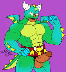 1boy artist_request big_penis brawl_stars dragon el_primo_(brawl_stars) furry male male_only muscles muscular muscular_male pecs tagme the_green_dragon_(brawl_stars)