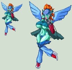 blue_skin brainwashing casetermk corruption covered_eyes digimon female hair_growth helmet high_heels identity_death large_ass large_breasts lips microphone navel panties skin_color_change sora_takenouchi takeover thick_thighs transformation transformation_sequence vocamon wide_hips wings