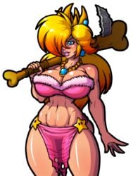 abs alpha_channel alternate_breast_size alternate_costume alternate_hairstyle cavewoman demien female for_sticker_use huge_ass large_breasts loincloth lucidartdvc mario_(series) muscular_female navel nintendo no_background png princess_peach sticker sticker_template stone_age thick_lips thick_thighs transparent_background transparent_png wide_hips