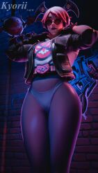 3d ass callisto_(fortnite) eyewear female female_focus female_only fortnite fortnite:_battle_royale glasses headwear ky0rii panties partially_clothed pink_hair solo solo_female solo_focus sunglasses thick_thighs thighs tinted_eyewear wide_hips