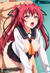 ai_generated big_breasts female juanpiamvs long_hair naruse_mio open_mouth patreon patreon_username penetration pink_eyes red_hair sex shinmai_maou_no_testament subscribestar subscribestar_username tongue_out watermark