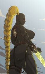 2d 2d_(artwork) 2d_artwork areolae areolae_visible_through_clothing ass athletic athletic_female background big_ass big_breasts big_butt blonde_hair braid braided_hair braided_ponytail breasts callidus callidus_assassin clothed clothed_female clothing faceless faceless_character faceless_female fit fit_female full_color imperium_of_man large_ass large_breasts latex latex_bodysuit latex_clothing latex_mask latex_suit long_hair mask masked masked_female nipple_outline nipples nipples_visible_through_clothing officio_assassinorum pinup shaded skin_tight skintight skintight_bodysuit solo solo_female solo_focus sword tyronestash very_long_hair warhammer_(franchise) warhammer_40k weapon