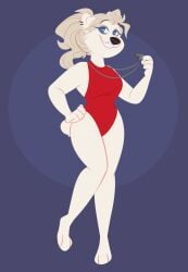 absurd_res anthro bear clothing fan_character female fur hi_res high_heels mammal solo trishabeakens white_body white_fur