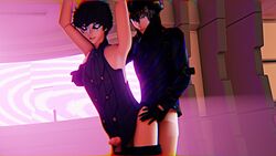 3d akira_kurusu amateurthrowaway animated black_hair brown_hair cum_on_face cute_male femboy gay goro_akechi hypnosis licking_lips male/male mind_control pale-skinned_femboy pale-skinned_male peace_sign persona persona_5 ren_amamiya sound tagme tied_up video yaoi