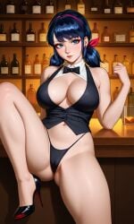 1girls ai_generated alcohol bar_(place) bare_arms bare_legs bare_midriff bare_shoulders bare_thighs bartender blue_eyes blue_hair cameltoe chloenette69 disney disney_channel eyebrows eyelashes eyeliner eyeshadow g-string ladybug_(character) large_ass large_breasts looking_at_viewer marinette_cheng marinette_dupain-cheng miraculous:_tales_of_ladybug_and_cat_noir miraculous_ladybug stiletto_heels thick_thighs twintails