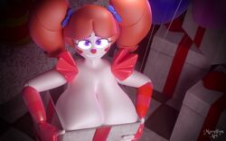 3d baby_(fnafsl) babyfayn_nsfw big_breasts breasts circus_baby circus_baby_(fnaf) clown clown_girl cute five_nights_at_freddy's five_nights_at_freddy's:_sister_location fnaf gift merellyn pinup sister_location solo