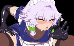 <1_second_video 1girls animated arms_under_breasts big_breasts black_gloves black_legwear blowjob_gesture blush color fellatio_gesture hair_ornament human jojo_reference long_gloves looking_at_viewer maid maid_apron maid_headdress no_sound pixel_art red_eyes sakuya_izayoi see-through see-through_clothing short_skirt short_sleeves shorter_than_10_seconds skirt squatting tagme takorin teleportation thick_thighs thighhighs time_stop tongue_out touhou twin_braids underboob video voluptuous voluptuous_female white_hair