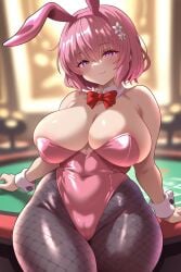 ai_generated bunny_ears bunnysuit fishnets momo_velia_deviluke smug tag_me tagme thick_thighs to_love-ru wide_hips