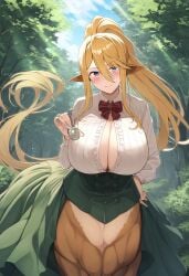 1girls ai_generated big_breasts blonde_hair centorea_shianus cleavage huge_breasts long_hair monster_musume_no_iru_nichijou