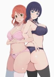 2girls asaka_karin ass-to-ass bra large_breasts love_live! love_live!_nijigasaki_high_school_idol_club panties slut uehara_ayumu wewe