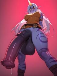 ai_generated animal_genitalia_on_humanoid big_penis celestial_(league_of_legends) enormous_penis futanari horse_penis horsecock horsecock_on_humanoid league_of_legends leaking monster_cock penis riot_games soraka yandere