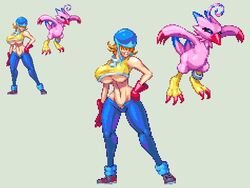 bimbo biyomon casetermk covered_eyes covered_nipples digimon female gloves helmet huge_ass huge_breasts navel sora_takenouchi thick_lips thick_thighs thong wide_hips