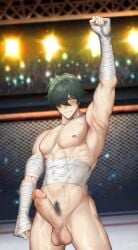 abs asaifrit balls bandage big_penis boxing_ring lighter male male_focus male_only muscular muscular_male penis pubic_hair solo_male zenless_zone_zero