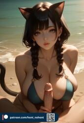 ai_generated ass big big_ass big_breasts cat_ears cat_girl cat_tail catgirl feline handjob mature mature_female neko pov pov_eye_contact pov_male thick thick_ass thick_thighs