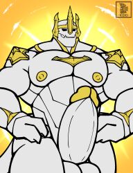 balls erect_penis erection galio gay golem koki_1 league_of_legends muscular_male naked non-human non-human_head pecs penis riot_games simple_background solo solo_male statue