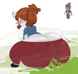 2d 2d_(artwork) 2d_artwork acorn_hair big_ass booty bottom_heavy dumptruck_ass dumptruck_butt fart fart_cloud fart_everywhere fart_fetish farting fat_ass female female_focus female_only huge_ass huge_fart humanoid novacartridge_(artist) pale_skin pale_skinned_female roblox robloxian squat squatting straining video_games