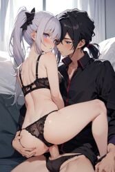 ai_generated black_panties boyfriend-girlfriend couple_sex cute pussy_rubbing_on_penis sex sexually_suggestive teasing teasing_cock vaginal_penetration