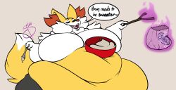 bbw big_breasts braixen breasts female furry huge_breasts morbidly_obese overweight pokemon pokemon_(species) sumisune tagme thick_thighs wide_hips