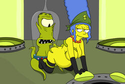 abduction alien alien_abduction anal anal_sex anthro big_belly big_breasts bodily_fluids breast_grab breasts cum dudleyiez duo female genital_fluids hand_on_breast hi_res inflation kodos looking_back looking_pleasured male male/female marge_simpson penetration pregnant tentacle the_simpsons vaginal_penetration