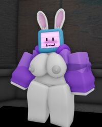 3d :3 artist_name blush blushing_at_viewer boobs_out breasts bunny bunny_ears bunny_tail computer_head gapehorn1337 happy melanie_(regretevator) regretevator roblox roblox_game roblox_studio robloxian screen screen_face self_upload tagme tv_head