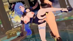 aether_(genshin_impact) animated anti-ntr big_breasts big_penis blue_hair breasts_out_of_clothes cum_in_pussy cum_inside doggy_style ejaculation ganyu_(genshin_impact) ganyu_(twilight_blossom)_(genshin_impact) genital_fluids genshin_impact hongcha03 koikatsu leg_lift long_video longer_than_2_minutes sex sex_from_behind standing_on_one_leg standing_sex tagme video