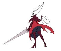 2020 ass balls big_ass biped blush fingers holding_melee_weapon holding_weapon hollow_knight hornet_(hollow_knight) huge_balls huge_cock melee_weapon nippleghost rope standing sword weapon white_background