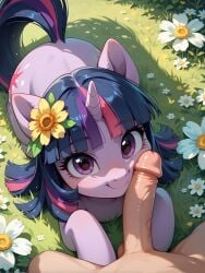 ai_generated bangs cute equid equine female friendship_is_magic furry genitals hair hasbro horn horse looking_at_viewer male mane my_little_pony penis pony purple_body purple_fur purple_hair purple_mane smile twilight_sparkle_(mlp) unicorn