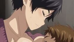 10s 1boy 1girls 2016 age_difference animated breasts breasts_in_face chihiro_(houkago_initiation) earrings female houkago_initiation housewife large_areolae large_breasts large_penis male mature_female mother_and_son older_female_and_younger_male penis plump queen_bee_(animation_studio) short_hair step-parent_and_step-child stepmother_and_stepson tagme