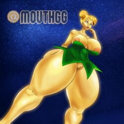 ass_visible_through_thighs belly big_ass big_breasts chubby chubby_female disney dress fairy glowing glowing_skin green_clothing highres huge_ass huge_breasts mouthgg peter_pan_(disney) thick_thighs tinker_bell wide_hips wide_thighs yellow_skin