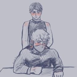 blush fresh_san from_behind kakashi_hatake male male_only naruto naruto_(series) naruto_shippuden no_visible_genitalia older_male uchiha_obito yaoi younger