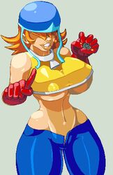 bimbo casetermk covered_eyes covered_nipples digimon female gloves helmet huge_ass huge_breasts navel sora_takenouchi thick_lips thick_thighs thong wide_hips