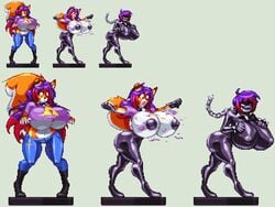 anthro ass_expansion breast_expansion casetermk chain_chomp corruption female fox_girl huge_ass huge_breasts hyper_bimbo latex_body mario_(series) mind_break navel nipples pixel_art species_transformation takeover thick_lips thick_thighs transformation transformation_sequence wide_hips