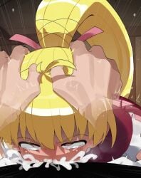 big_penis biscuit_krueger blonde_hair cum_in_mouth cum_in_throat forced_deepthroat hands_on_head hunter_x_hunter mizumizuni oral_rape