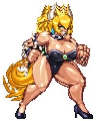 1girls animated armlet bare_shoulders big_breasts big_thighs black_clothing black_heels black_high_heels black_leotard black_nails blonde_hair blue_eyes blue_lipstick bouncing_breasts bowsette bracelet breasts brooch casetermk cleavage clothing collar crown earrings female female_only fighting_stance footwear heels high_heels horns huge_ass huge_breasts huge_thighs large_breasts large_thighs leotard light-skinned_female light_skin lips lipstick mario_(series) new_super_mario_bros._u_deluxe one-piece pixel_art ponytail solo solo_female spiked_armlet spiked_bracelet spiked_collar spiked_shell spiked_tail sprite_art super_crown tail teeth thick thick_hips thick_thighs tied_hair transparent_background wide_hips