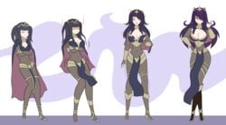 1girls alternate_costume ass_expansion breast_expansion camilla_(fire_emblem) camilla_(fire_emblem)_(cosplay) cleavage cosplay db-palette female fire_emblem fire_emblem_awakening fire_emblem_fates hair_color_change hair_growth high_heels large_ass large_breasts tharja_(fire_emblem) thighs transformation transformation_sequence wide_hips