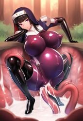 ai_generated anal_sex ass breast_squeeze breasts civitai cum_in_ass cum_in_pussy eaten_then_fucked female impregnation inside_creature interspecies interspecies_impregnation kamori_sayaka latex latex_bodysuit latex_boots latex_gloves monster monster_on_female nun purple_bodysuit pussy rindou_aya_style tentacle tentacle_pit tentacle_rape tentacle_sex thighigh_boots vaginal_penetration vore