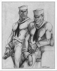 matt_(charles_edward_kerbs) archived_source monochrome traditional_media gay yaoi original male male_only 2000 dated sailor_uniform