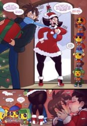 1boy 1girls big_ass blush capcom christmas cobatsart comic deep_kissing dialogue edit english_text female french_kiss hi_res huge_ass kissing making_out male mega_man mega_man_legends mega_man_volnutt passionate passionate_kiss servbot south_park speech_bubble straight tagme thick_thighs tight_clothing tron_bonne wholesome wide_hips