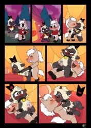 absurd_res animal_genitalia animal_penis balls bell bodily_fluids bovid caprine clothing clovis_(primetimber) collar comic crossdressing crossdressing_(mtf) crossdressing_male cult_of_the_lamb cum cum_inside equid equine equine_genitalia equine_penis erection femboy fur gay gay_anal gay_sex genital_fluids genitals hair hi_res homosexual homosexual_male homosexual_sex horse humanoid_genitalia humanoid_penis kissing lamb_(cult_of_the_lamb) male male/male male_focus male_only male_penetrated male_penetrating male_penetrating_male mammal massive_monster_(studio) nude nutty_bo penetration penis red_crown_(cult_of_the_lamb) sex sheep tail tongue white_body white_fur wool_(fur)