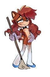 1girls blue_eyes blush bowtie broom elbow_gloves female_masturbation fingering fingering_self frilled_collar functionally_nude long_hair masturbation naked_footwear pinklilim small_breasts solo sonic_(series) sonic_oc sonic_the_hedgehog_(series) standing_masturbation thighhighs white_background