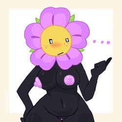 1girls artist_watermark battle_for_bfb battle_for_bfdi battle_for_dream_island bikini_bottom black_mouth blush blush_lines blushing_at_viewer blushing_female chocoflan0 dark_skin dark_skinned_female dialogue english english_dialogue english_text flower flower_(bfdi) flowers freckles freckles_on_face hand_on_hip heart_tongue innie_belly_button jacknjellify looking_away non-human non-human_head non-human_only object_head object_show object_show_community object_shows open_mouth pink_areola pink_bikini pink_bikini_bottom pink_flower pink_nipples pointing_to_the_side polka_dot_bikini purple_freckles sentient_object solo solo_female solo_focus square_background tan_background tied_bikini topless topless_bikini topless_female surprised white_background white_eyes white_eyes_female pussy_out exposed_pussy