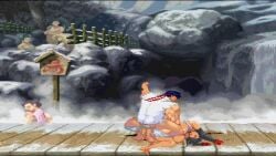 1boy 1girls 2d alternate_breast_size asian_male background_character big_breasts bouncing_breasts breasts capcom commission crossover crown cum cum_in_pussy cum_inside female final_fantasy final_fantasy_vii gif huge_breasts japanese_male large_breasts laying_down laying_on_ground linn_kurosawa long_hair m.u.g.e.n male male/female male_penetrating_female no_sound onsen partially_clothed penetration pixel_art public public_bath public_sex pussy ryu_(street_fighter) sex sideways sideways_missionary_position square_enix straight street_fighter street_fighter_iii strider_(video_game) submissive_female tank_top tank_top_lift tifa_lockhart tong_pooh vaginal_penetration