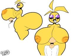 1boy 1girls animatronic animatronic_female artist_signature ass_bigger_than_head beakless big_ass big_breasts black_lipstick boobs_on_face boobs_on_head breasts breasts_bigger_than_head breasts_out chicken chicken_girl female five_nights_at_freddy's five_nights_at_freddy's_2 fnaf g_l4mb human hyper hyper_ass hyper_breasts phasianid robot robot_girl scottgames straight toy_chica_(fnaf) yellow yellow_skin
