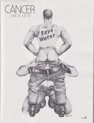 1977 2boys archived_source ass balls belt boots dated fellatio gay jeans kneeling male male_only monochrome muscular original pants_down rex_(american_gay_artist) tan_skin tank_top tanline traditional_media unzipped yaoi