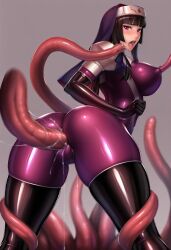 ai_generated anal_sex ass breast_squeeze breasts civitai cum_in_ass cum_in_pussy female interspecies kamori_sayaka latex latex_bodysuit latex_boots latex_gloves monster monster_on_female nun purple_bodysuit pussy rindou_aya_style tentacle tentacle_pit tentacle_rape tentacle_sex thighigh_boots vaginal_penetration vore