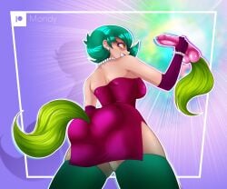 1girls big_ass big_breasts brawl_stars collar dildo dildo_tail female female_only gloves green_hair lola_(brawl_stars) mondy sex_toy tail thick_thighs